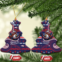 American Samoa Christmas Ceramic Ornament Santa Riding Bald Eagle DT05 Christmas Tree Navy - Polynesian Pride