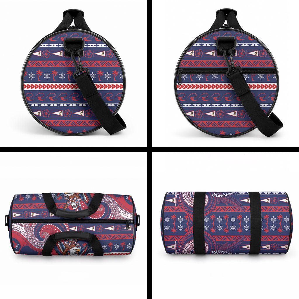 American Samoa Christmas Duffle Bag Santa Riding Bald Eagle DT05 - Polynesian Pride