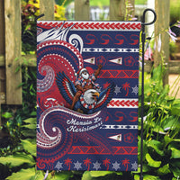 American Samoa Christmas Garden Flag Santa Riding Bald Eagle DT05 Garden Flag Navy - Polynesian Pride