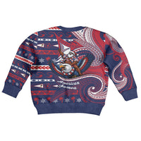 American Samoa Christmas Kid Ugly Christmas Sweater Santa Riding Bald Eagle DT05 - Polynesian Pride
