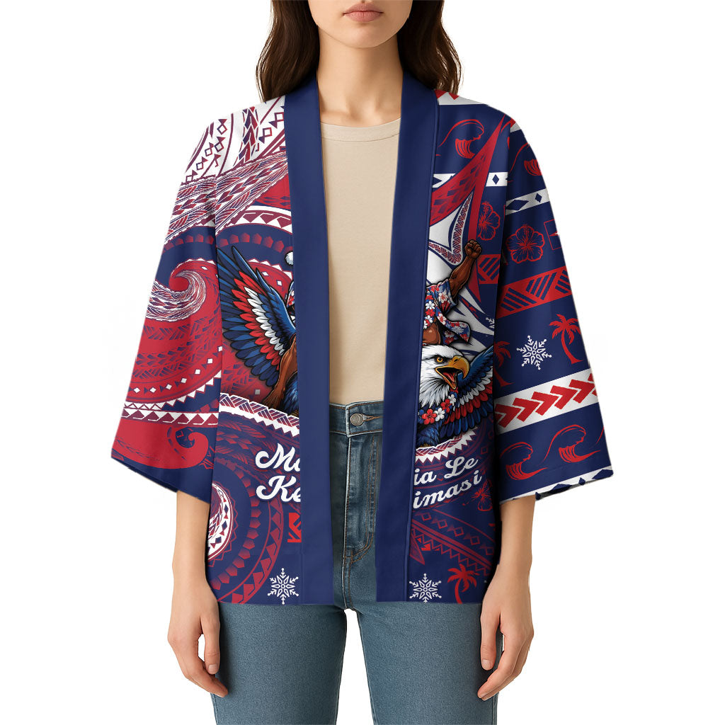 American Samoa Christmas Kimono Santa Riding Bald Eagle DT05 - Polynesian Pride