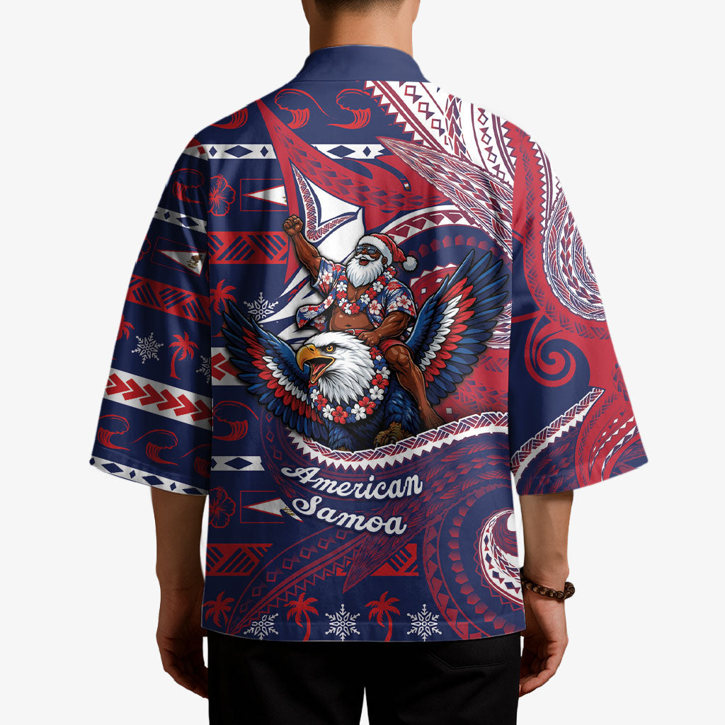 American Samoa Christmas Kimono Santa Riding Bald Eagle DT05 - Polynesian Pride