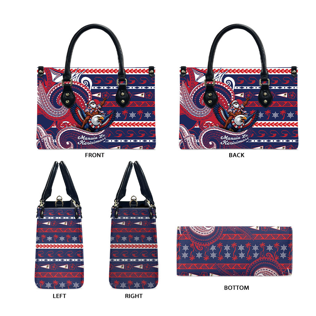 American Samoa Christmas Leather Bag Santa Riding Bald Eagle DT05 - Polynesian Pride