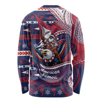 American Samoa Christmas Long Sleeve Shirt Santa Riding Bald Eagle DT05 - Polynesian Pride