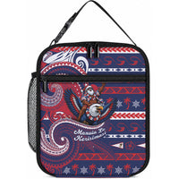 American Samoa Christmas Lunch Bag Santa Riding Bald Eagle DT05 10.2 × 8.3 × 4.3 inch Navy - Polynesian Pride