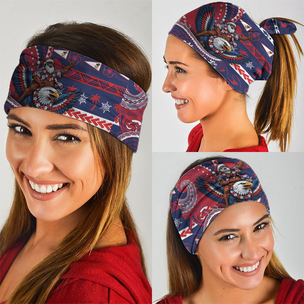 American Samoa Christmas Neck Gaiter Santa Riding Bald Eagle DT05 - Polynesian Pride