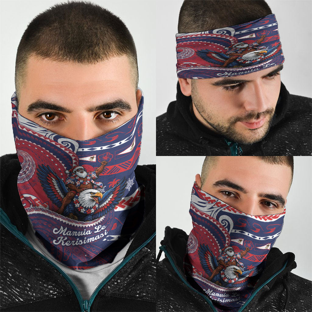 American Samoa Christmas Neck Gaiter Santa Riding Bald Eagle DT05 - Polynesian Pride