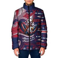 American Samoa Christmas Padded Jacket Santa Riding Bald Eagle DT05 Men Navy - Polynesian Pride