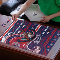 American Samoa Christmas Puzzle Santa Riding Bald Eagle DT05 - Polynesian Pride