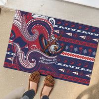 American Samoa Christmas Rubber Doormat Santa Riding Bald Eagle DT05 - Polynesian Pride