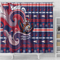 American Samoa Christmas Shower Curtain Santa Riding Bald Eagle DT05 - Polynesian Pride
