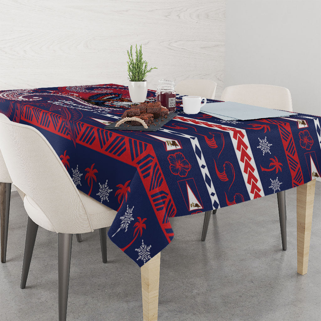American Samoa Christmas Tablecloth Santa Riding Bald Eagle DT05 - Polynesian Pride