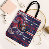 American Samoa Christmas Tote Bag Santa Riding Bald Eagle DT05 Black Strap One Size Navy - Polynesian Pride