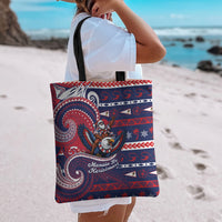 American Samoa Christmas Tote Bag Santa Riding Bald Eagle DT05 - Polynesian Pride