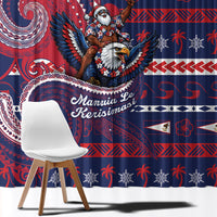 American Samoa Christmas Window Curtain Santa Riding Bald Eagle DT05 - Polynesian Pride