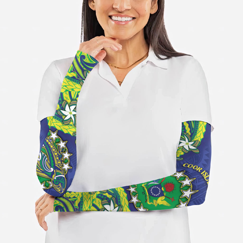 Cook Islands Language Week Arm Sleeves Flying Fish 15 Stars Tribal Patterns