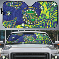Cook Islands Language Week Auto Sun Shade Flying Fish 15 Stars Tribal Patterns