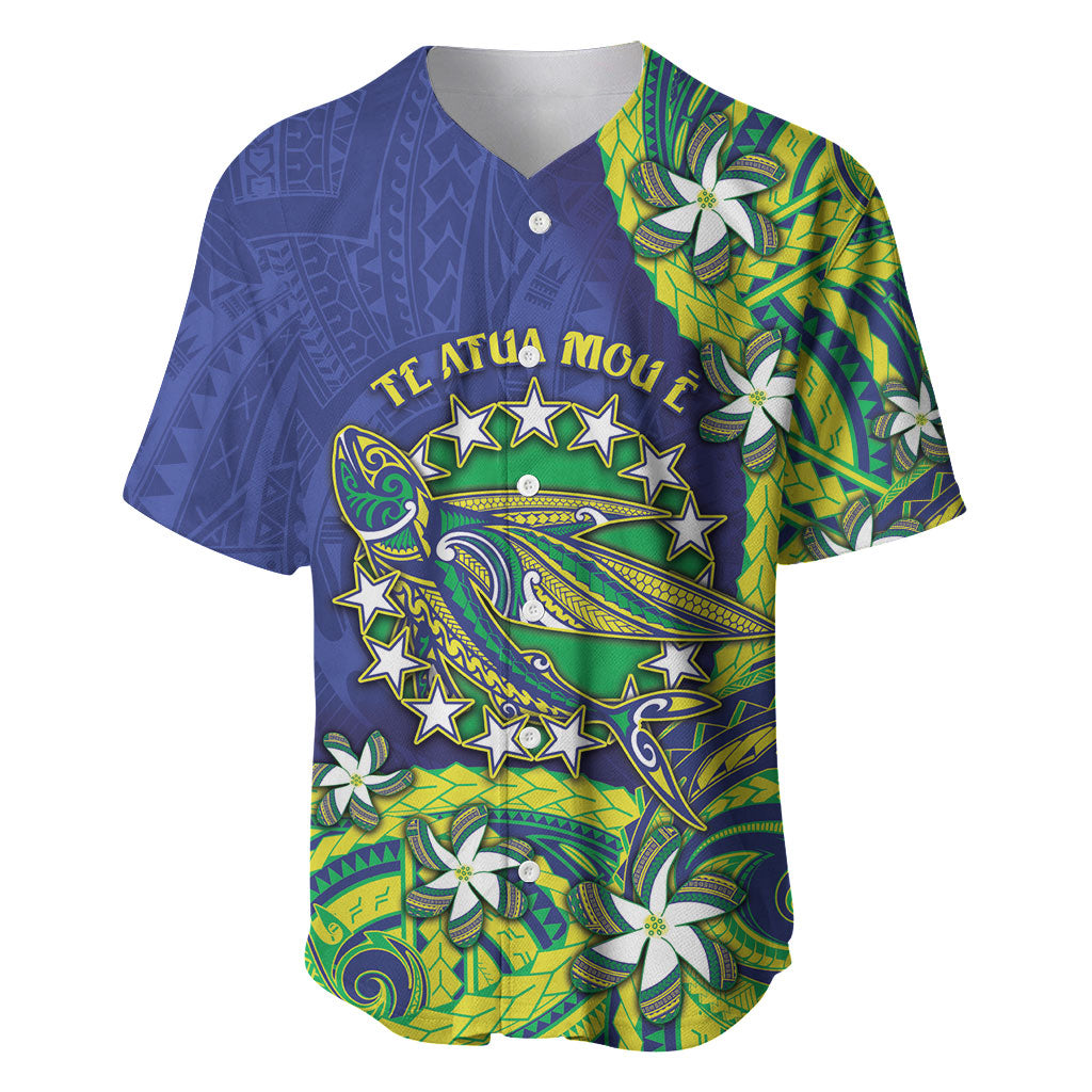 Cook Islands Language Week Baseball Jersey Flying Fish 15 Stars Tribal Patterns DT05 Green - Polynesian Pride
