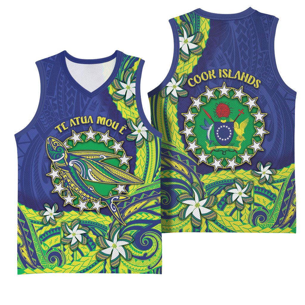 Cook Islands Language Week Basketball Jersey Flying Fish 15 Stars Tribal Patterns