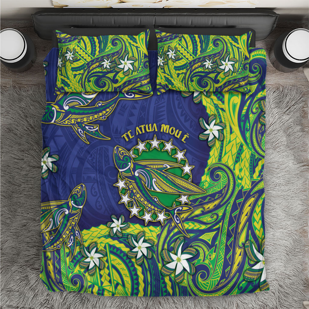 Cook Islands Language Week Bedding Set Flying Fish 15 Stars Tribal Patterns DT05 Green - Polynesian Pride