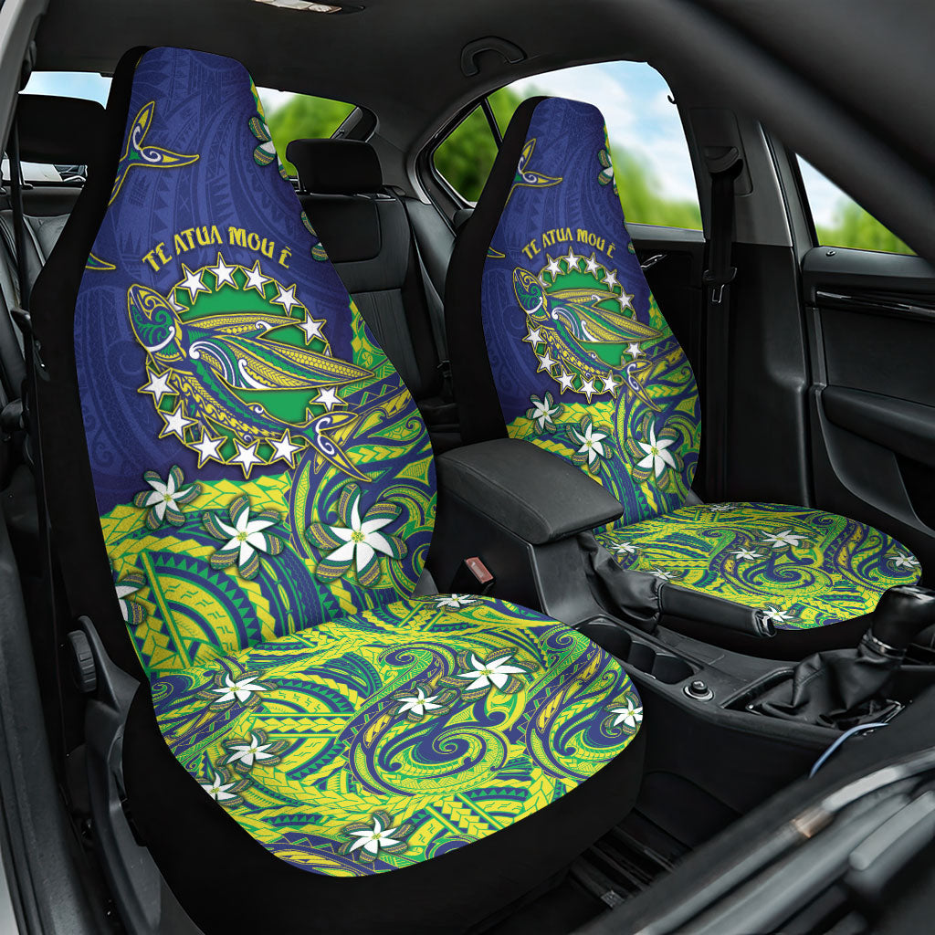 Cook Islands Language Week Car Seat Cover Flying Fish 15 Stars Tribal Patterns DT05 One Size Green - Polynesian Pride