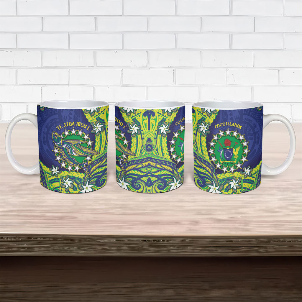 Cook Islands Language Week Ceramic Mug Flying Fish 15 Stars Tribal Patterns
