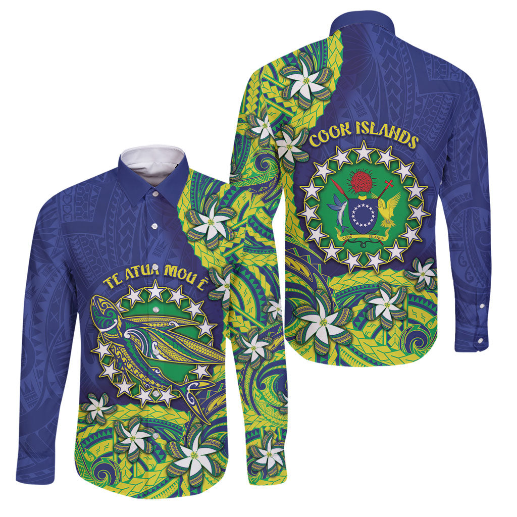 Cook Islands Language Week Family Matching Off Shoulder Short Dress and Hawaiian Shirt Flying Fish 15 Stars Tribal Patterns
