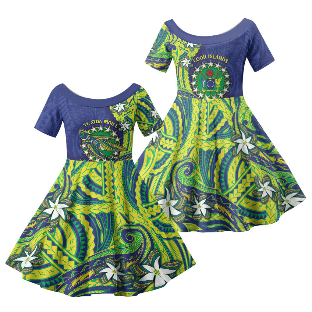 Cook Islands Language Week Family Matching Puletasi and Hawaiian Shirt Flying Fish 15 Stars Tribal Patterns