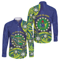 Cook Islands Language Week Family Matching Summer Maxi Dress and Hawaiian Shirt Flying Fish 15 Stars Tribal Patterns