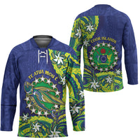 Cook Islands Language Week Hockey Jersey Flying Fish 15 Stars Tribal Patterns