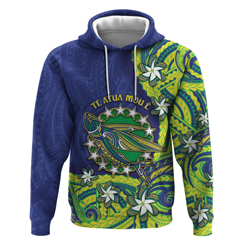 Cook Islands Language Week Hoodie Flying Fish 15 Stars Tribal Patterns DT05 Pullover Hoodie Green - Polynesian Pride