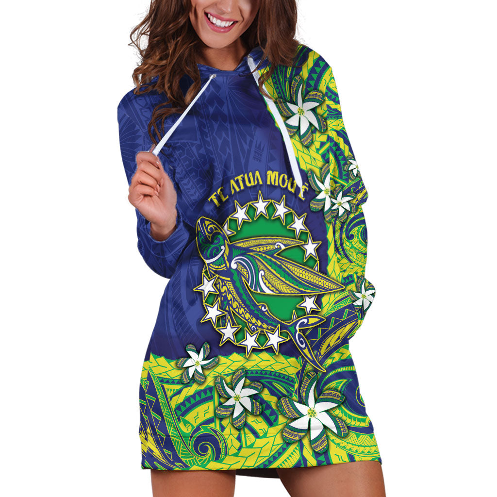 Cook Islands Language Week Hoodie Dress Flying Fish 15 Stars Tribal Patterns DT05 Green - Polynesian Pride