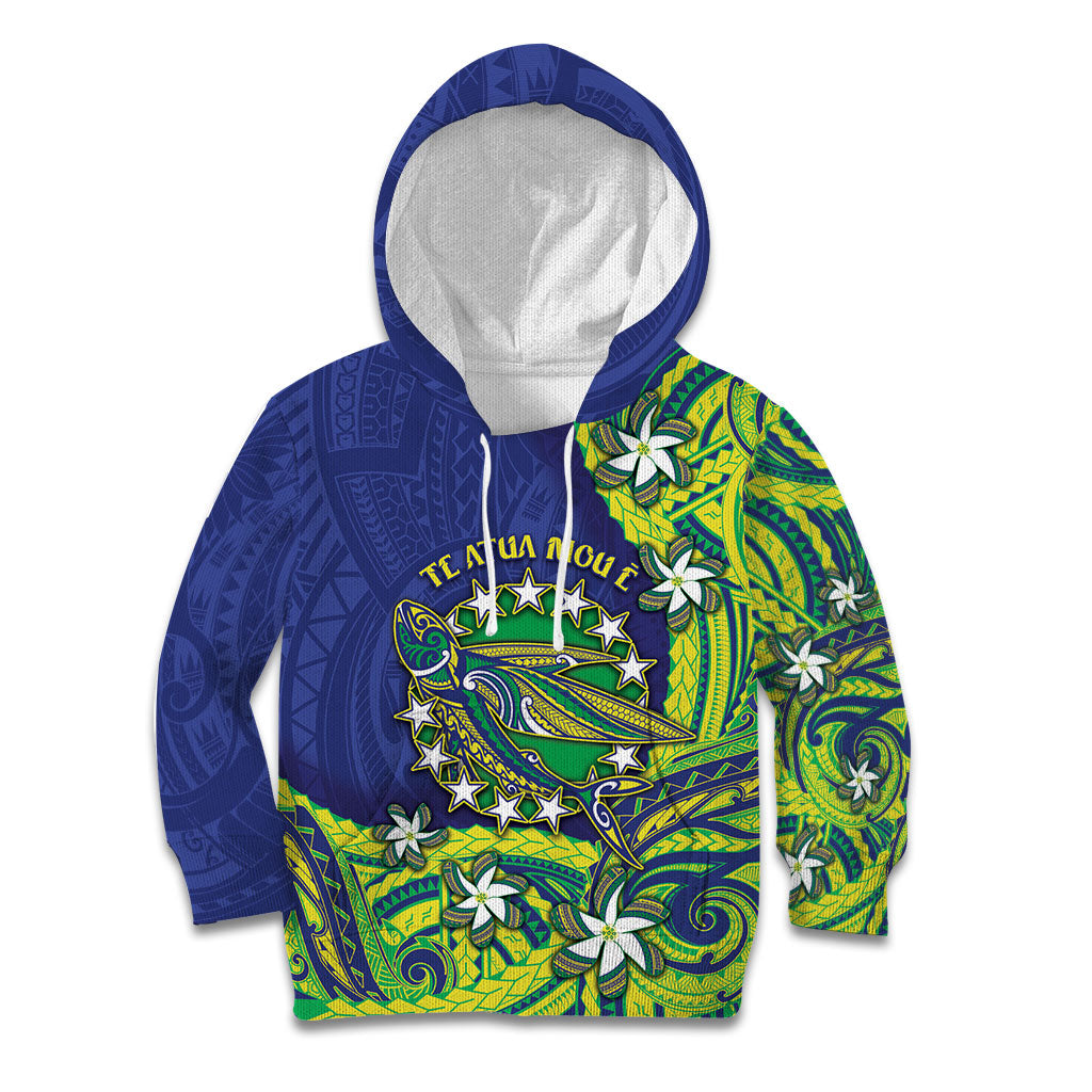 Cook Islands Language Week Kid Hoodie Flying Fish 15 Stars Tribal Patterns DT05 Hoodie Green - Polynesian Pride