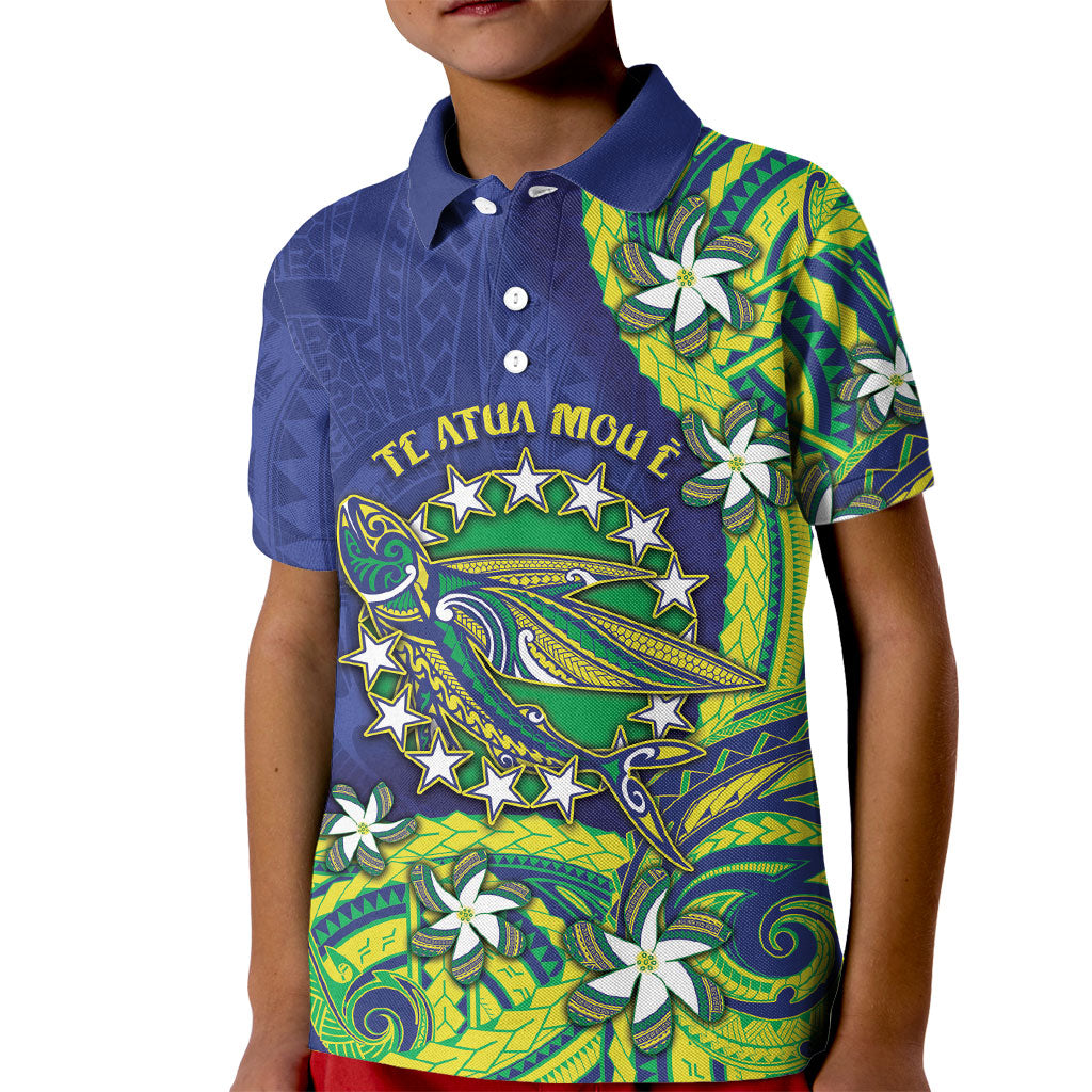 Cook Islands Language Week Kid Polo Shirt Flying Fish 15 Stars Tribal Patterns DT05 Kid Green - Polynesian Pride