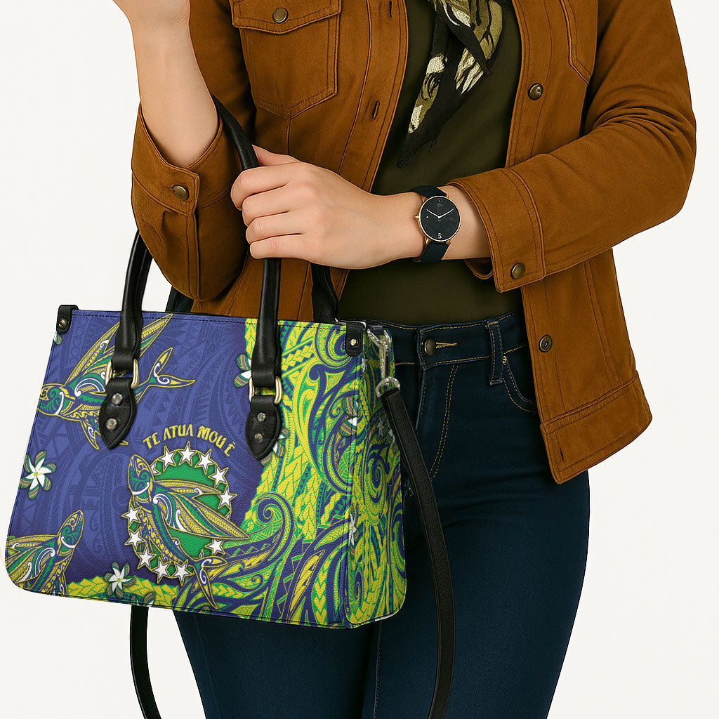 Cook Islands Language Week Leather Bag Flying Fish 15 Stars Tribal Patterns