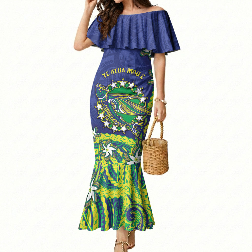 Cook Islands Language Week Mermaid Dress Flying Fish 15 Stars Tribal Patterns DT05 Women Green - Polynesian Pride