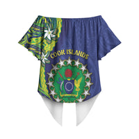 Cook Islands Language Week Off Shoulder Wrap Waist Top Flying Fish 15 Stars Tribal Patterns DT05 - Polynesian Pride