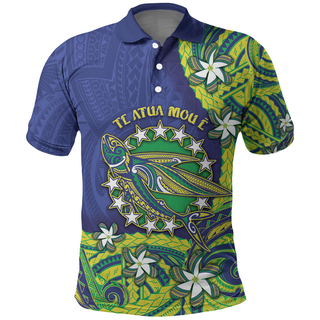 Cook Islands Language Week Polo Shirt Flying Fish 15 Stars Tribal Patterns