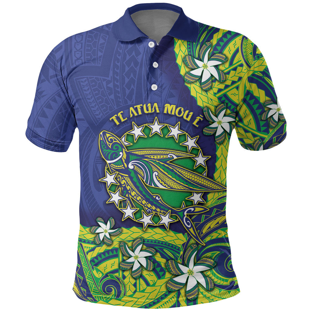 Cook Islands Language Week Polo Shirt Flying Fish 15 Stars Tribal Patterns DT05 Green - Polynesian Pride