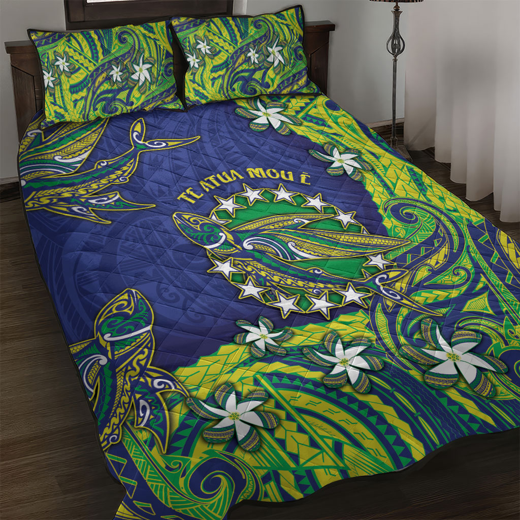 Cook Islands Language Week Quilt Bed Set Flying Fish 15 Stars Tribal Patterns DT05 Green - Polynesian Pride