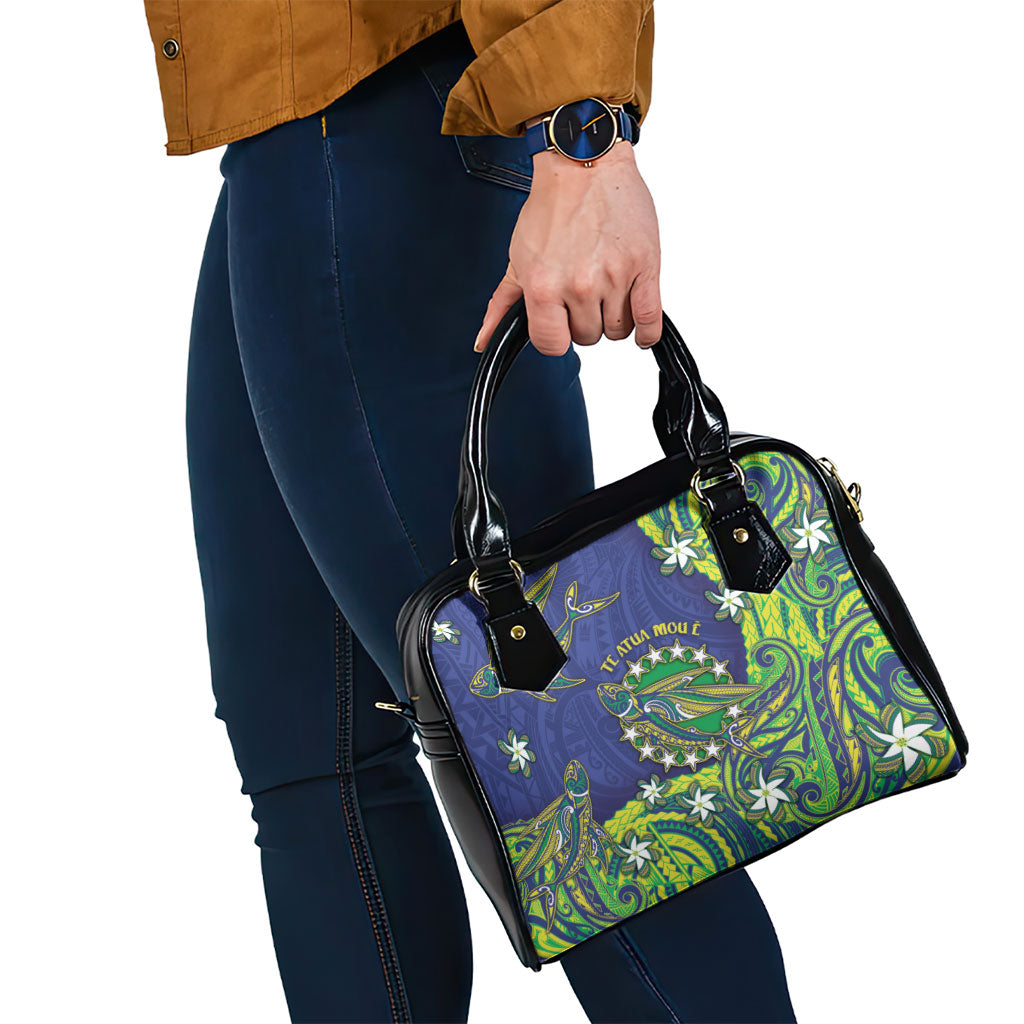 Cook Islands Language Week Shoulder Handbag Flying Fish 15 Stars Tribal Patterns