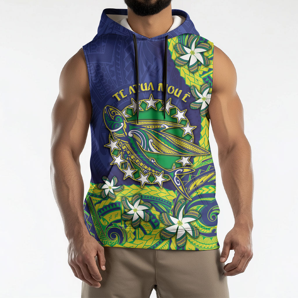 Cook Islands Language Week Sleeveless Hoodie Flying Fish 15 Stars Tribal Patterns