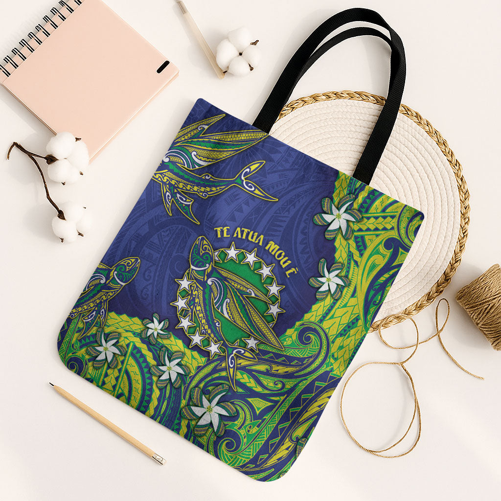 Cook Islands Language Week Tote Bag Flying Fish 15 Stars Tribal Patterns DT05 Black Strap One Size Green - Polynesian Pride