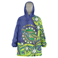 Cook Islands Language Week Wearable Blanket Hoodie Flying Fish 15 Stars Tribal Patterns