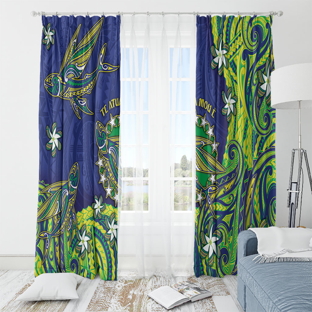 Cook Islands Language Week Window Curtain Flying Fish 15 Stars Tribal Patterns