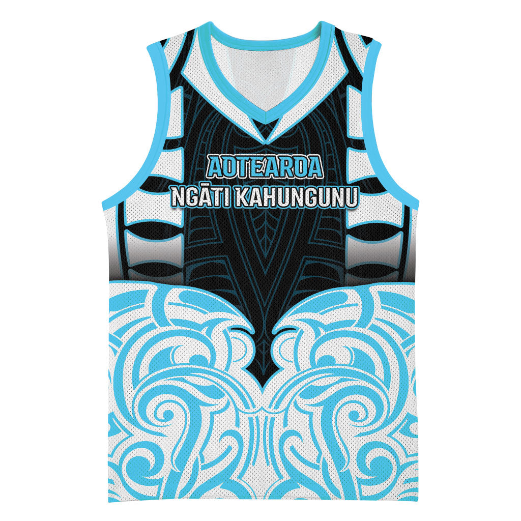 Custom Aotearoa Ngati Kahungunu Basketball Jersey New Zealand Traditional Maori Pattern DT05 Unisex Blue - Polynesian Pride