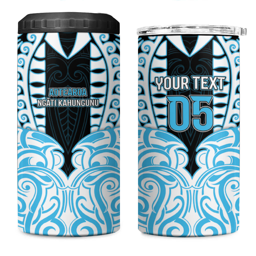 Custom Aotearoa Ngati Kahungunu 4 in 1 Can Cooler Tumbler New Zealand Traditional Maori Pattern DT05 One Size: 16 oz Blue - Polynesian Pride