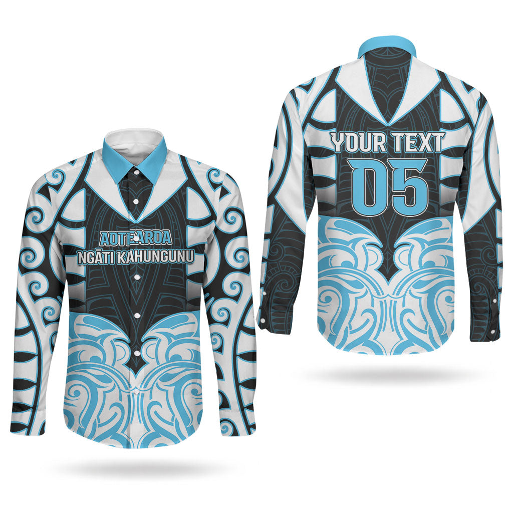 Custom Aotearoa Ngati Kahungunu Couples Matching Off The Shoulder Long Sleeve Dress and Long Sleeve Button Shirt New Zealand Traditional Maori Pattern