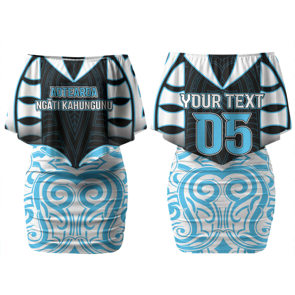 Custom Aotearoa Ngati Kahungunu Family Matching Off Shoulder Short Dress and Hawaiian Shirt New Zealand Traditional Maori Pattern