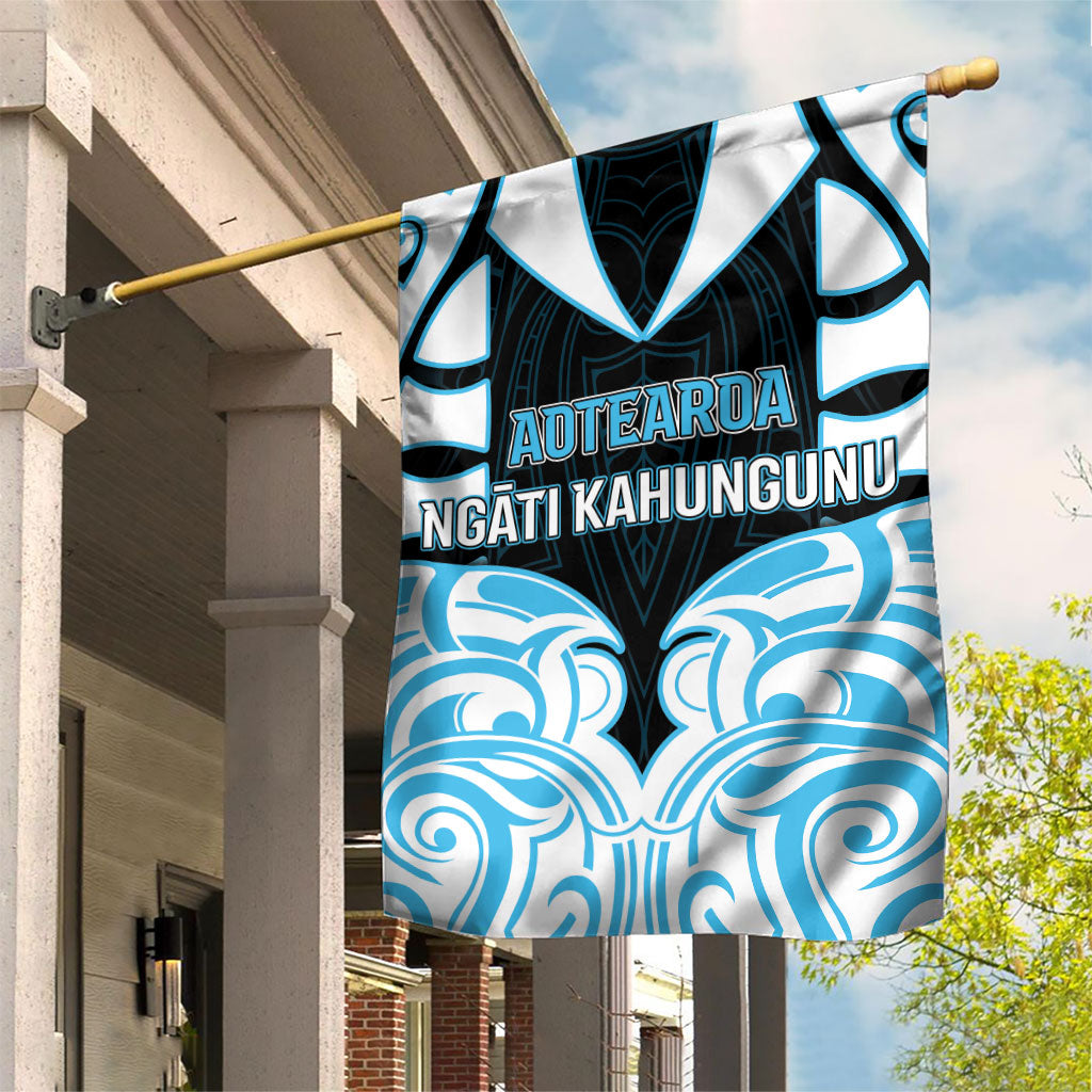 Aotearoa Ngati Kahungunu Garden Flag New Zealand Traditional Maori Pattern DT05 House Flag Blue - Polynesian Pride